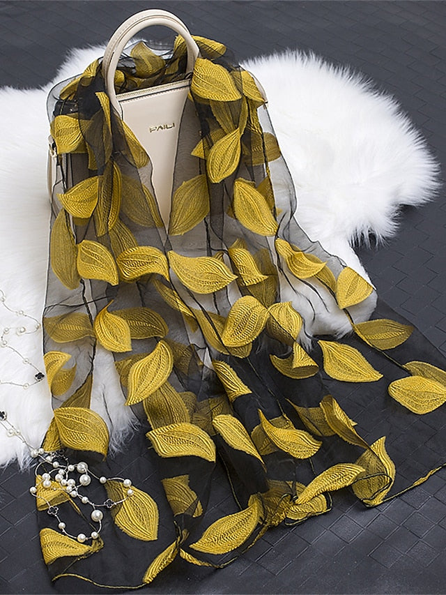 Shawls & Wraps Street Daily Date Wine Green Scarf Florals / Party / Silk / Cute / Fall / Winter for Women