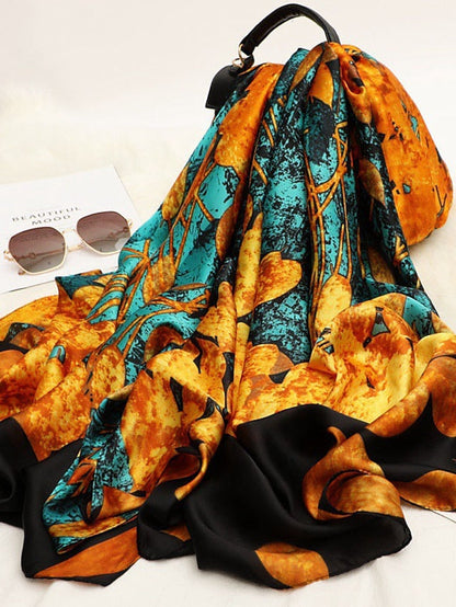Women Silk Winter Scarf Fashion Print Lady Beach Shawl Scarves Hot Smooth Foulard Female Hijab