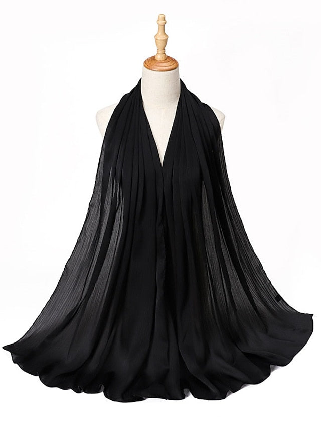 Muslim Scarf Crinkled Shawl Women Abaya Solid Hijab Ramadan Hijabs For Woman Abayas Dress Turban Instant Scarf for Women