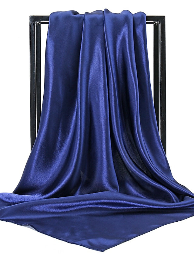 1pcs 90*90cm Solid Colors Neckerchief Hijab Scarf For Women Silk Satin Headband Hair Scarves Female Square Shawls Head Scarfs For Ladies for Women