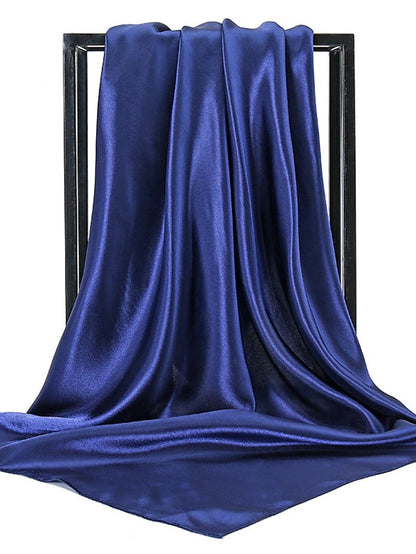 1pcs 90*90cm Solid Colors Neckerchief Hijab Scarf For Women Silk Satin Headband Hair Scarves Female Square Shawls Head Scarfs For Ladies for Women