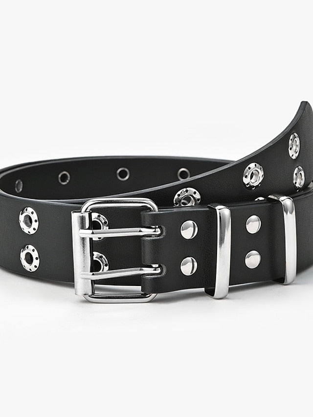 Unisex PU Buckle Belt Wide Belt PU Leather Prong Buckle Eyelet Casual Classic Party Daily White Black Brown Coffee for Women