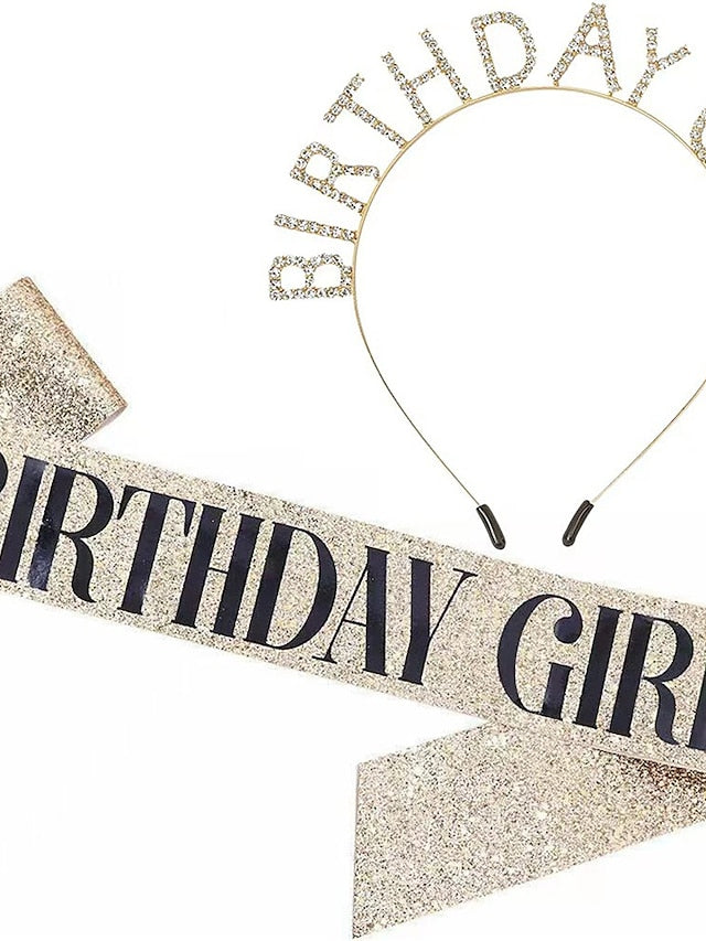 1PC Headbands Headband For Birthday Glitter Alloy Silver Golden Champagne for Women