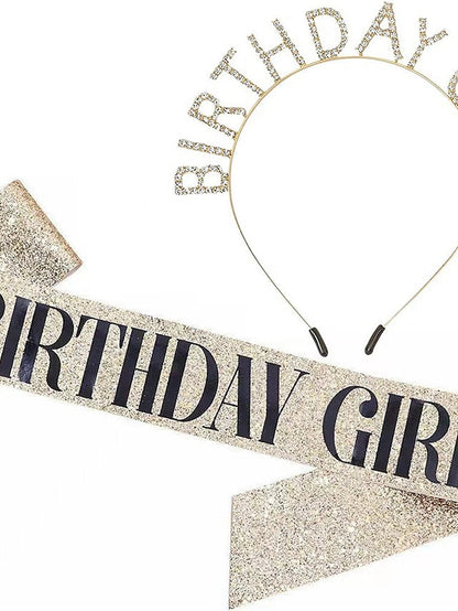 1PC Headbands Headband For Birthday Glitter Alloy Silver Golden Champagne for Women