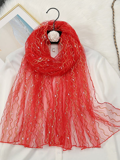 Satin Scarves Daily Holiday Waves Chiffon Bohemia Sunscreen Outdoor Wedding 1 PC for Women