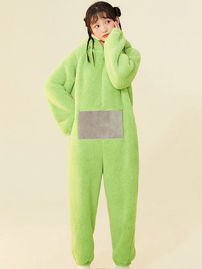 Adults' Kigurumi Pajamas Nightwear Alien Teletubbies Character Onesie Pajamas Flannel Cosplay For Men and Women Christmas Animal Sleepwear Cartoon Festival / Holiday Costumes