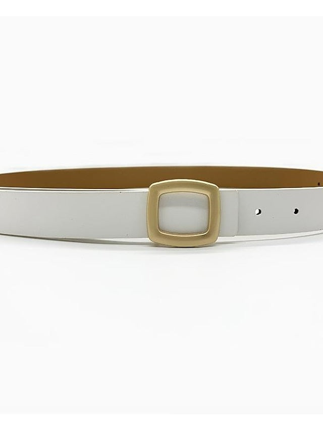 ins retro classic square buckle belt simple wide belt snap button casual jeans jacket coat decoration for Women