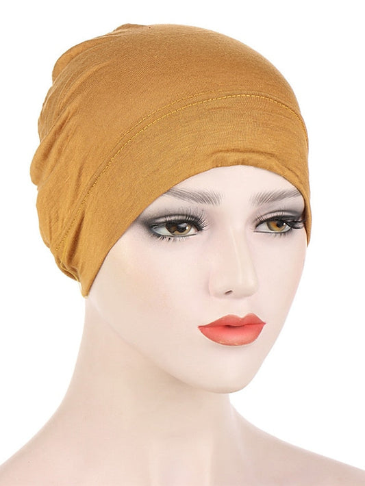 Fashion Multi Color Muslim Underscarf Women Soft Hijab Solid Scarf Turbans Head For Women Caps Islamic Hat for Women