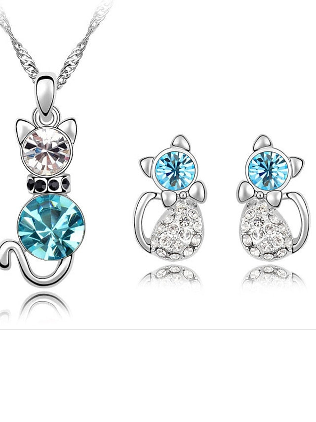 3pcs Jewelry Set For Cubic Zirconia Blue Gift Daily Alloy for Women