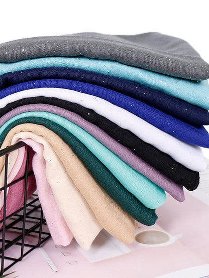 1pc Plain Glitter Scarf Hijabs Balinese Cotton Islam Women Muslim Wrap Shawl Casual Long thin Head Scarf Arab Ethnic Headwear for Women