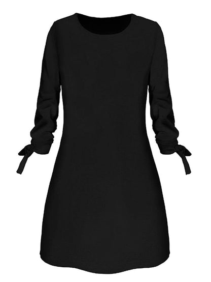 A Line Dress Mini Dress Black White Yellow Long Sleeve Pure Color Patchwork Summer Spring Crew Neck Casual Winter Dress Fall Dress  S M L XL XXL 3XL 4XL for Women