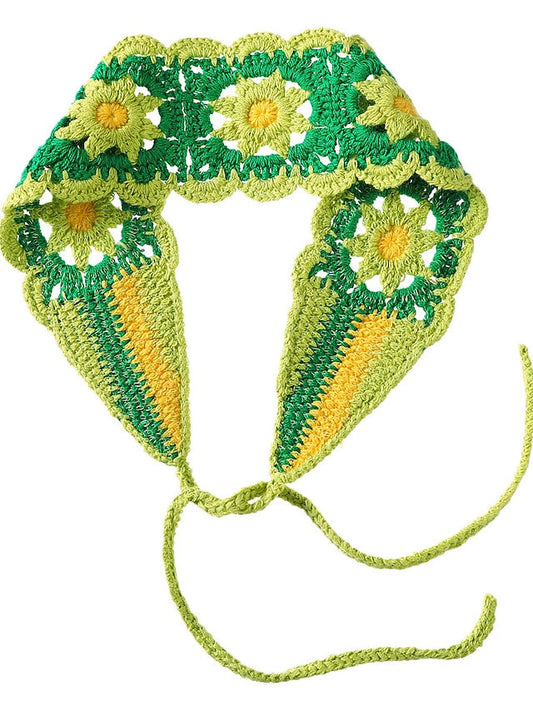 1pc Crochet Hippie Headbands for Women Boho Hair Bands Floral Bandanas Knit Head Wrap for Girls Holiday Headband for Women