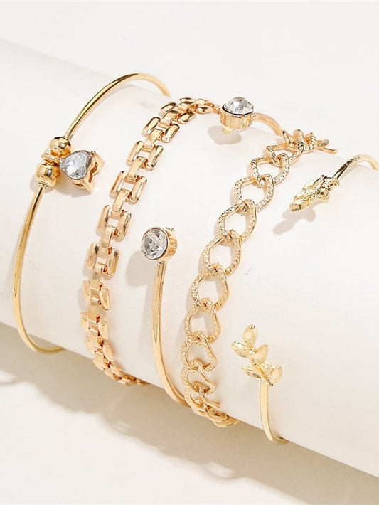 Cuff Bracelet Heart Heart Punk Fashion Statement Polyamide Bracelet Jewelry Silver / Gold For Office Sport Gift Daily Date for Women