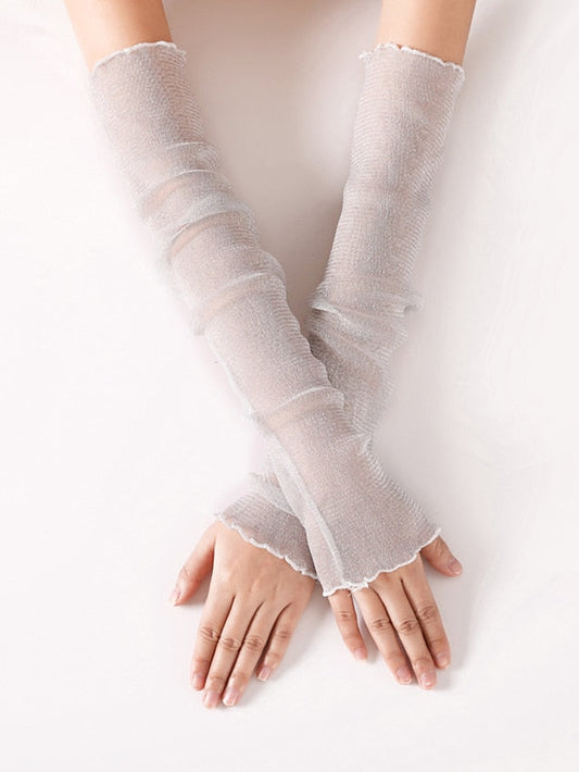 Fingerless Gloves Outdoor Party Evening Daily Solid Colored Polyester Acrylic Fibers Bridal Gloves Sexy Lolita Anti-UV 1 Pair for Women
