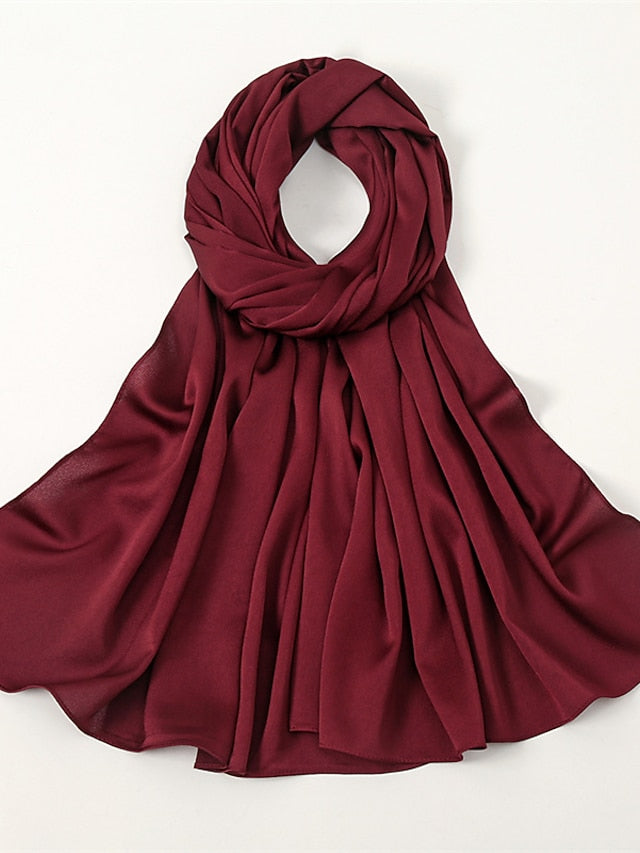 Crinkle Satin Hijab for Muslim Women Crepe Plain Shawl Wrinkle Solid Long Turban Islam Headscarf Solid Color Head Wrap Fashion for Women