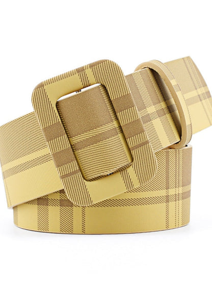 Unisex PU Buckle Belt PU Leather Sliding Buckle Plain Casual Classic Party Daily Black Brown Yellow Beige for Women
