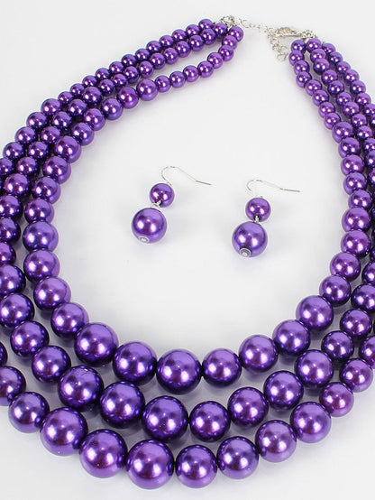 necklace Chic & Modern Party Pure Color Jewelry Sets / Imitation Pearl / White / Red / Purple / Fall for Women