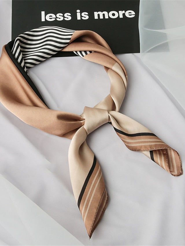 Square Scarf Party Dailywear Holiday Blue Pink Scarf Color Block Stripe for Women