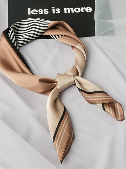 Square Scarf Party Dailywear Holiday Blue Pink Scarf Color Block Stripe for Women