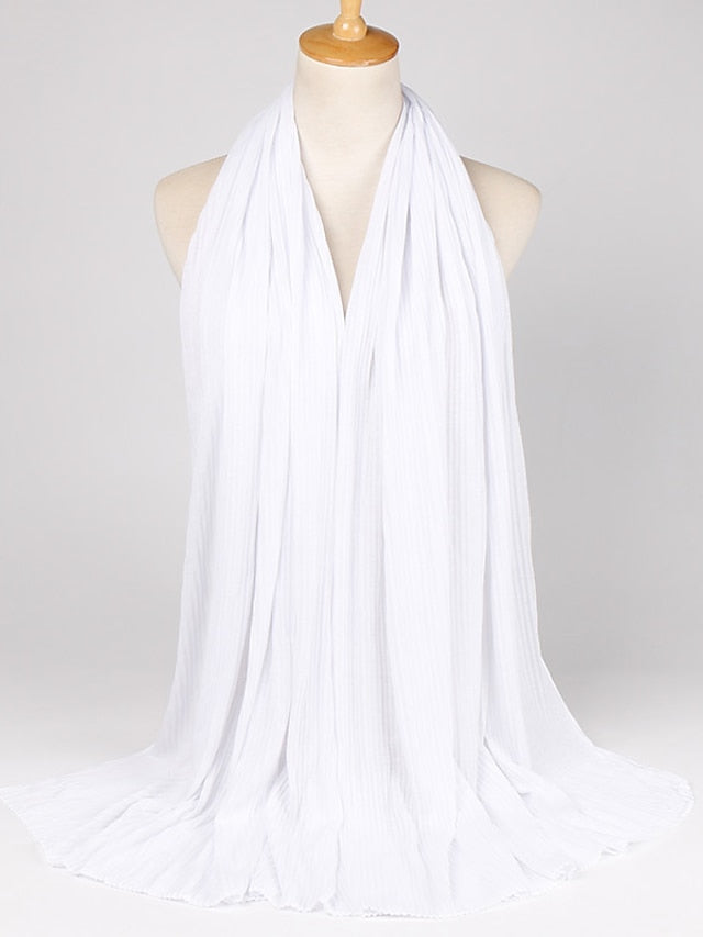 Multiple Colors Plain Solid Wrinkle Maxi Jersey Hijab Shawl Wrap Elastic Foulards Sjaal Arab Snood Islamic Muslim Headband 180*80Cm for Women