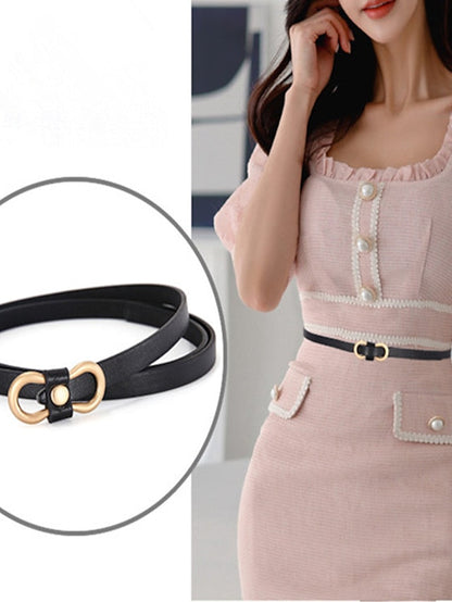 Skinny Belt PU Leather Metal Bucke Plain Casual Work Daily Black White Brown Green for Women