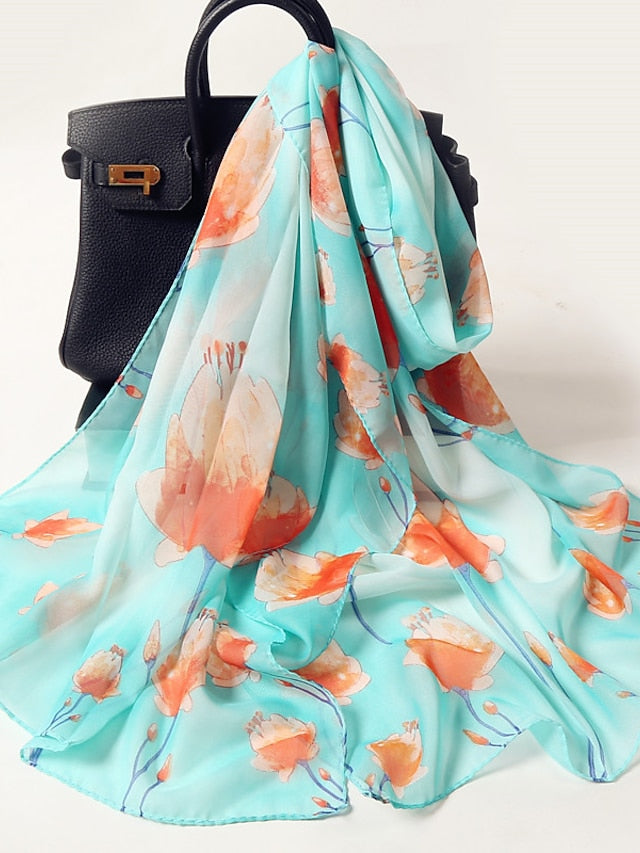 Flower Wrap Shawl Stole Scarf Scarves Holiday Thin Fashion Scarf for Female for Women