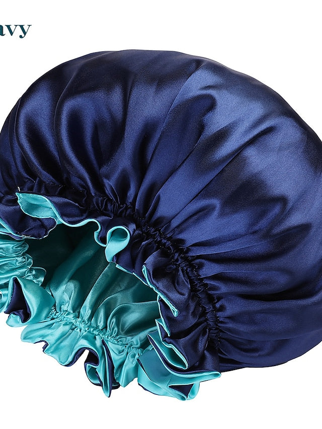 Large double-layer Satin nightcap female European and American large round cap chemotherapy cap Satin bonnet for Women