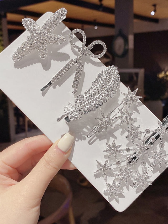 Hair Clip Set For Party Evening Daily Rhinestone Alloy for Women