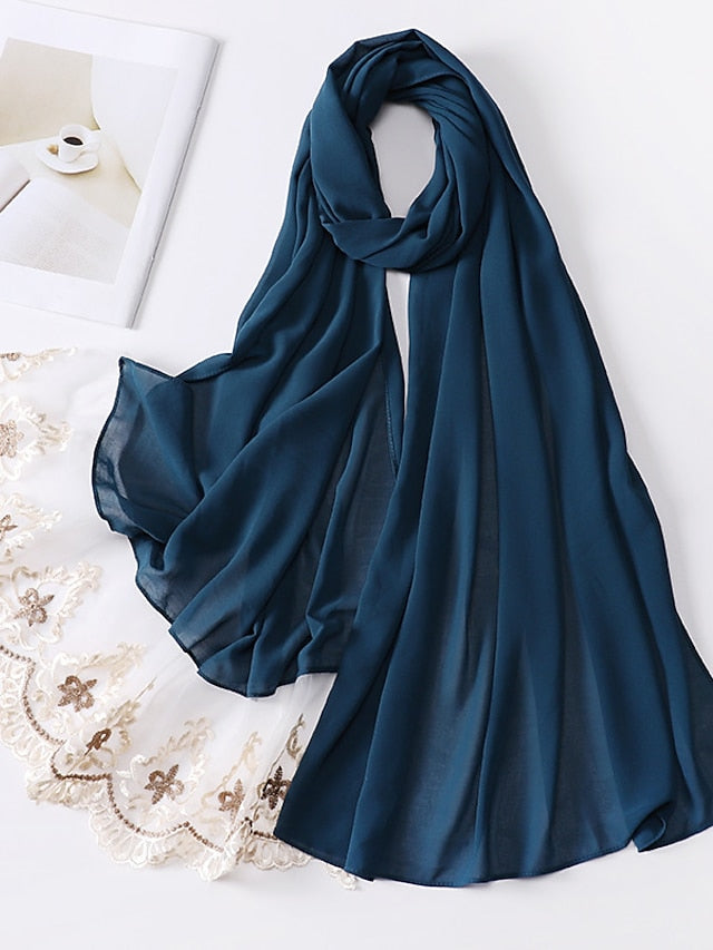 1pcs Lace Hijab For Women Bubble Chiffon Scarf Muslim Long Shawl Plain Turban HeadWraps Headband for Women