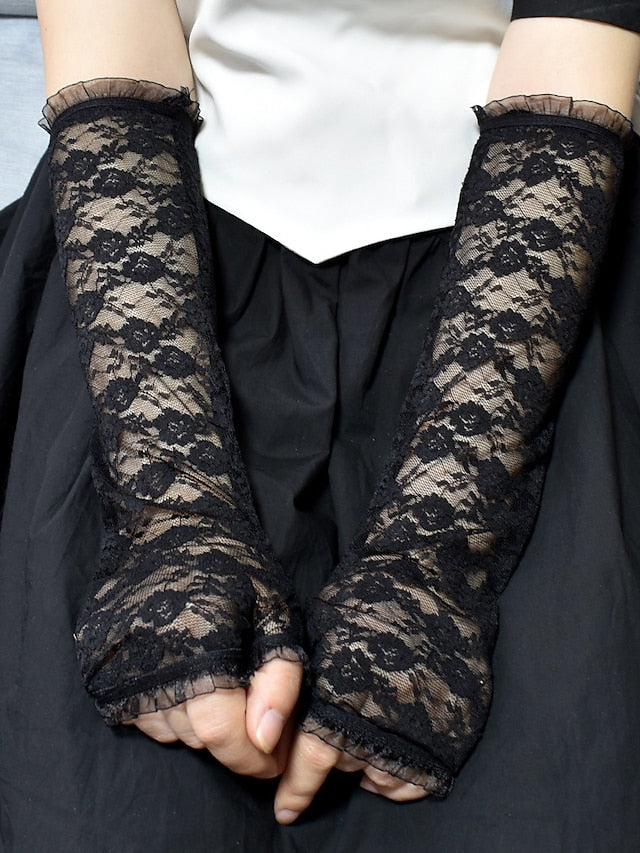 Fingerless Gloves Party / Evening Daily Flower / Plants Lace Sexy Lolita Wedding Casual / Daily 1 Pair for Women