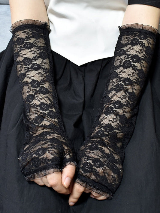 Fingerless Gloves Party / Evening Daily Flower / Plants Lace Sexy Lolita Wedding Casual / Daily 1 Pair for Women