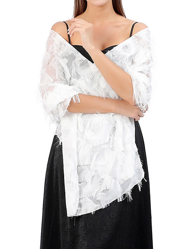 Shawls & Wraps Party Wedding Cocktail Party Black Silver White Scarf Pure Color for Women