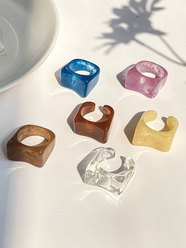 6pcs Ring Midi Ring For Daily Acrylic Classic Flower for Women