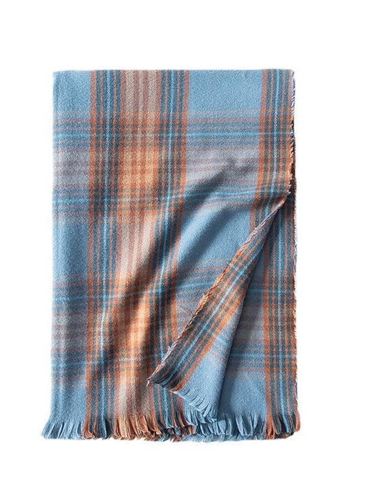 Shawls & Wraps Outdoor Dailywear Holiday Blue Scarf Plaid for Women