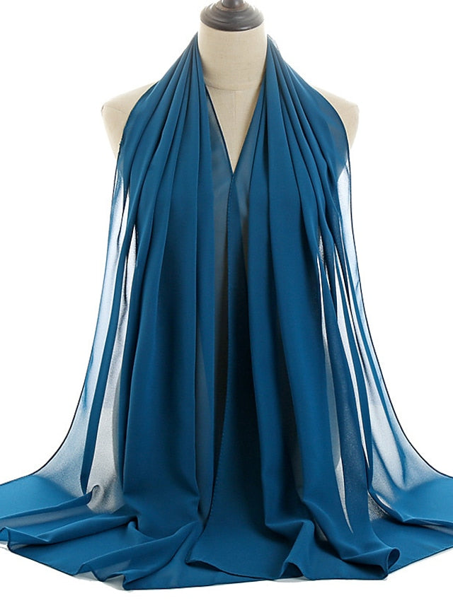 180*75cm Muslim Fashion Chiffon Hijab Scarf Women Scarves Long Shawl Islamic Hijabs Simple Head Scarf Solid Wrap Turban for Women