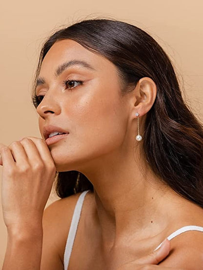 1 Pair Gold Pearl Huggie Hoop Earrings with Charms Fashion Drop Dangle Earrings for Women Handmade Karma Circle Jewelry for Women