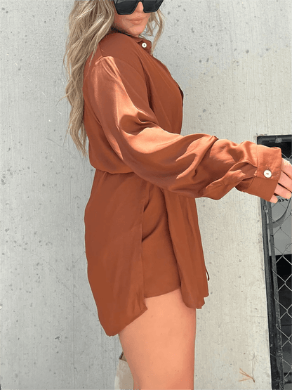 Olwen - Camisa larga y pantalón corto - Estilo chic y moderno - Ideal para verano