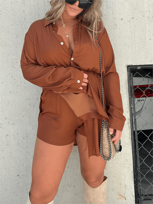 Olwen - Camisa larga y pantalón corto - Estilo chic y moderno - Ideal para verano