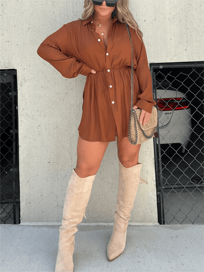 Olwen - Camisa larga y pantalón corto - Estilo chic y moderno - Ideal para verano