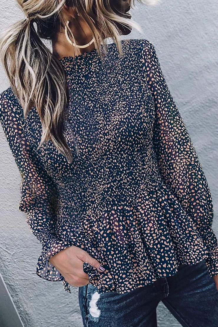 Slim Ruffled Long Sleeve Top