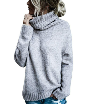 Jersey de cuello alto de cachemira gris extragrande para mujer | Ideal para otoño/invierno