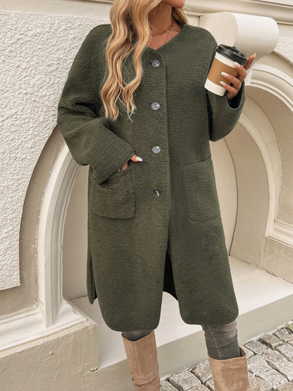 Cárdigan largo elegante de polar con botones para mujer | Ideal para otoño/invierno