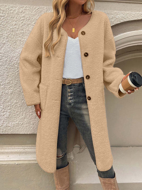 Cárdigan largo elegante de polar con botones para mujer | Ideal para otoño/invierno