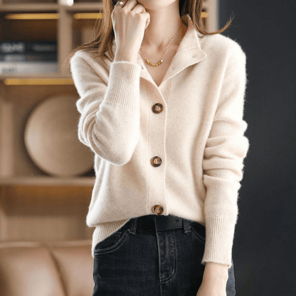 Cárdigan de punto con cuello acogedor y botones para mujer | Ideal para todas las estaciones