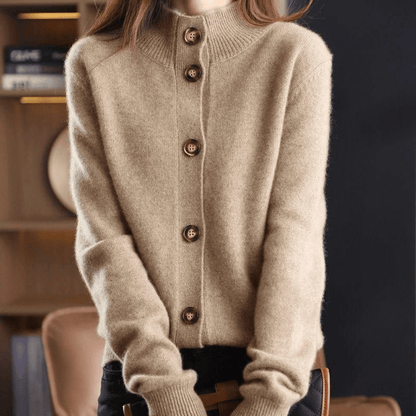 Cárdigan de punto con cuello acogedor y botones para mujer | Ideal para todas las estaciones