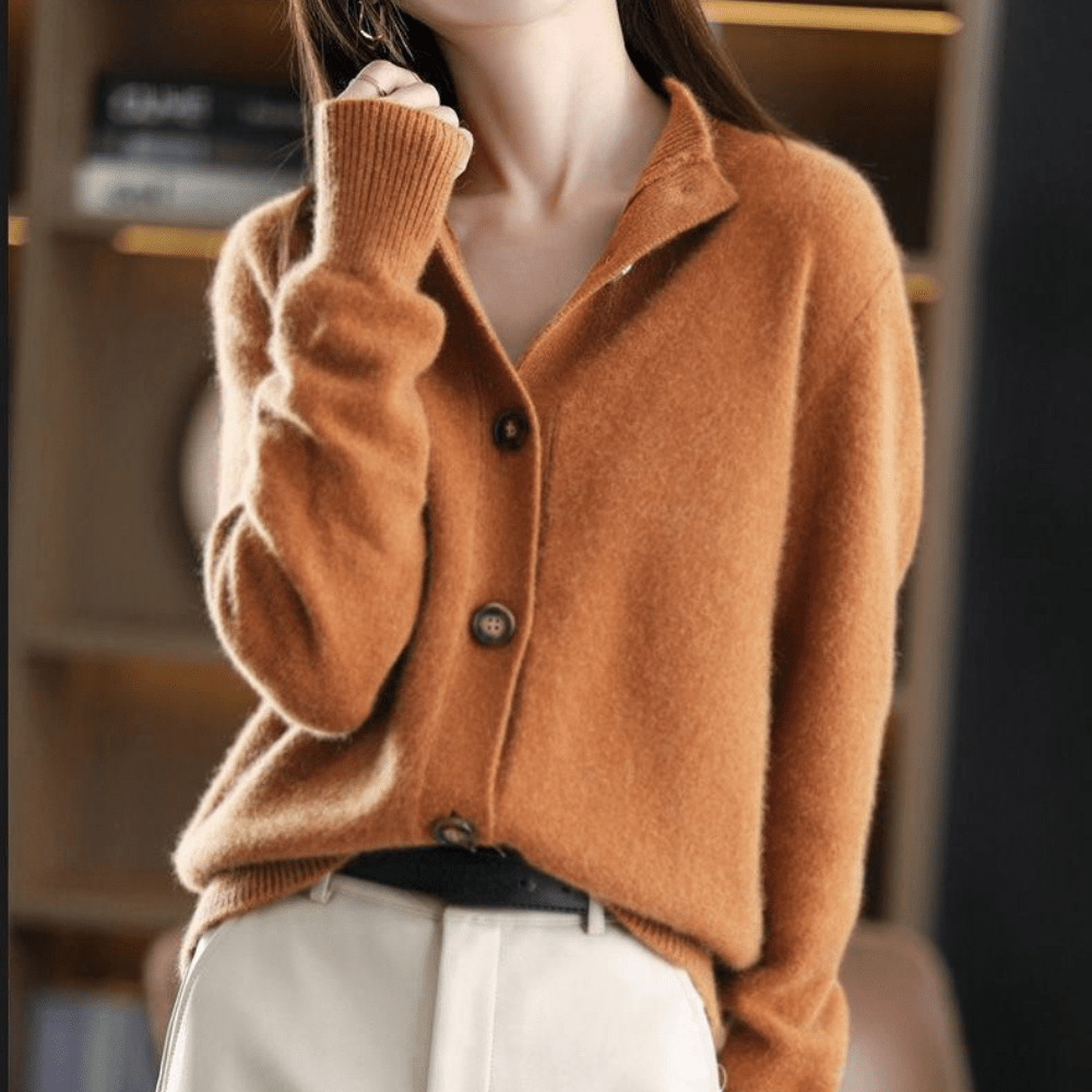 Cárdigan de punto con cuello acogedor y botones para mujer | Ideal para todas las estaciones