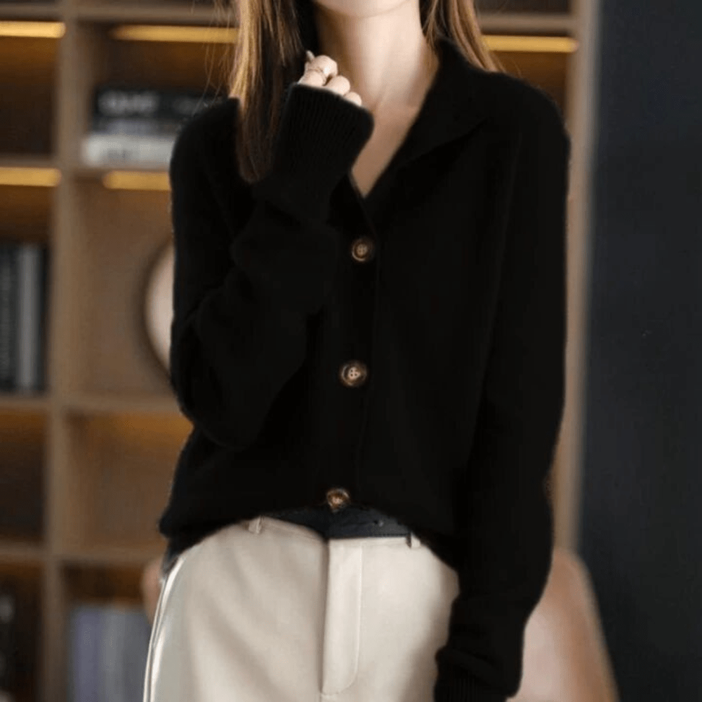 Cárdigan de punto con cuello acogedor y botones para mujer | Ideal para todas las estaciones