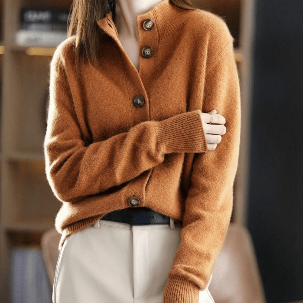 Cárdigan de punto con cuello acogedor y botones para mujer | Ideal para todas las estaciones
