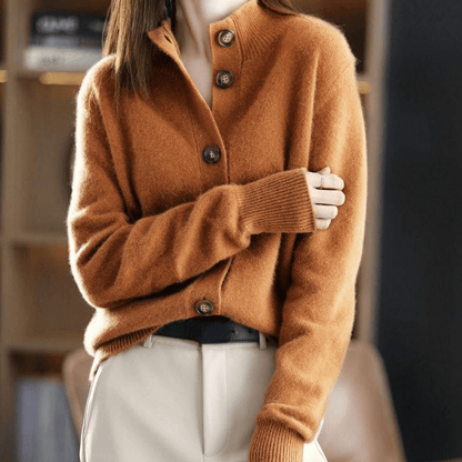 Cárdigan de punto con cuello acogedor y botones para mujer | Ideal para todas las estaciones