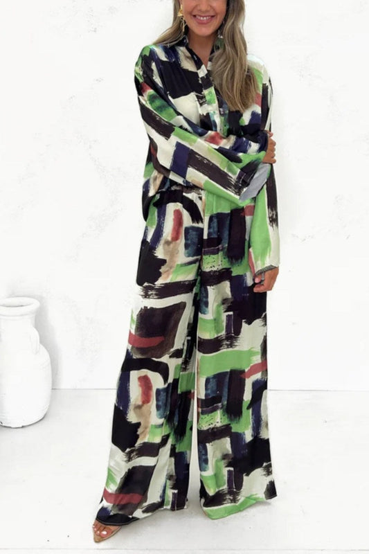 Conjunto de bolsillo con cintura elástica y estampado de vacaciones de verano